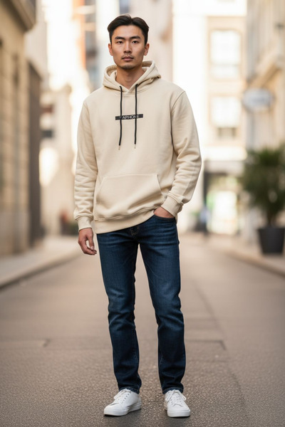 PAPATAY Men's Regular Double Pocket Long Sleeve Hooded Sweatshirt