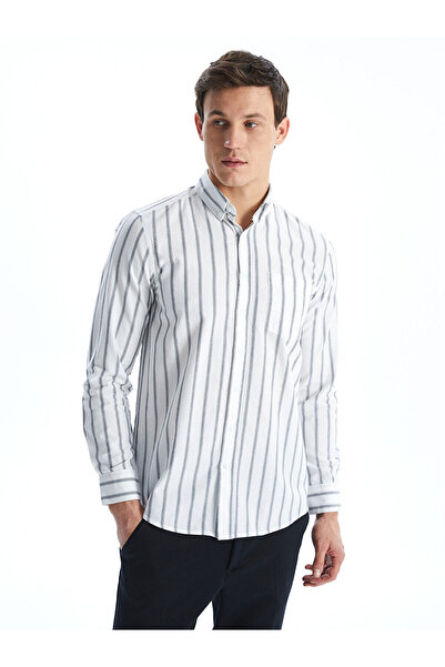 LC Waikiki LCW قميص رجالي مخطط بأكمام طويلة وقصة عادية