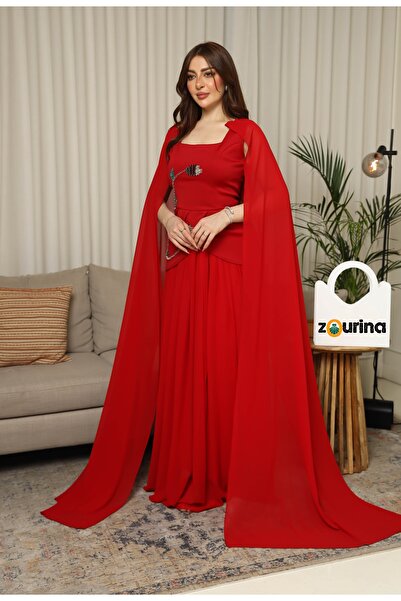 zourina Long red women's evening dress