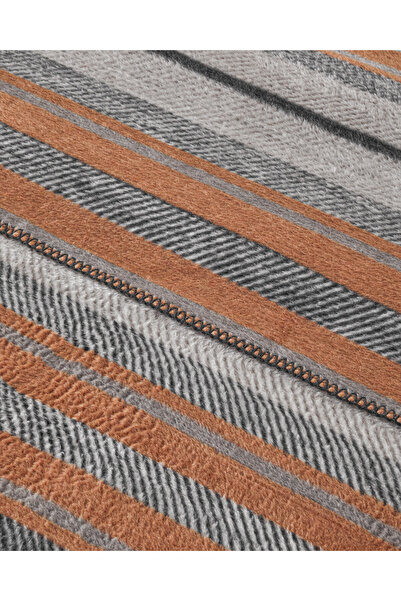 English Home Bold Stripe Cotton Acrylic Double Blanket 200X220 cm Dark Gray