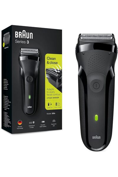 Braun Series 3 300s Rechargeable Electric Shaver For Men, Black