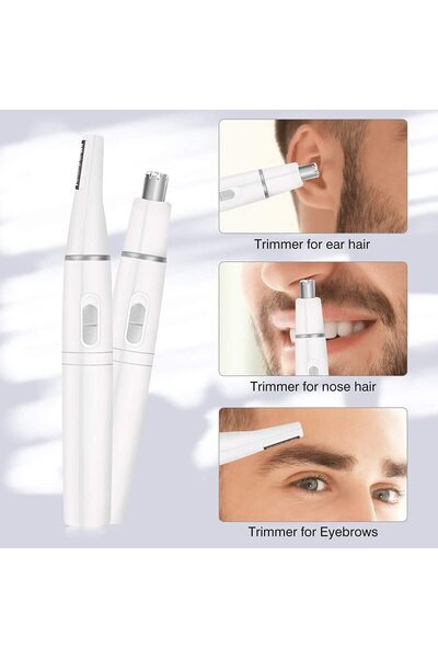 KASTWAVE ماكينة تشذيب شعر الأنف والأذن تعمل بالبطارية للرجال والنساء مع شفرات من الفولاذ المقاوم للصدأ ذات حافتين