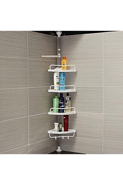 Twinkle Mart منظم رفوف دش زاوية تلسكوبي من الفولاذ المقاوم للصدأ مكون من 4 طب...