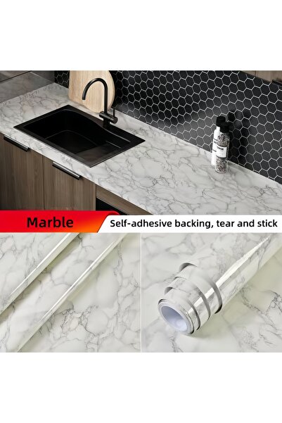 Generic Marble Pattern Wallpaper Grey 60x300cm