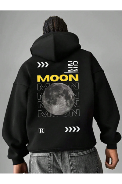 MOONBULL Men's Moon Printed Three Thread Cotton Winter Long Sleeve Sweatshirt