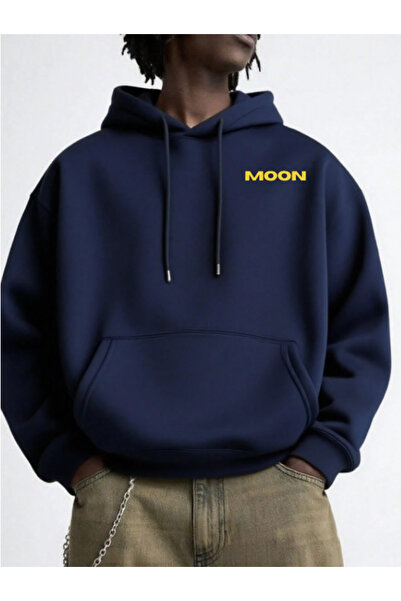 MOONBULL Men's Moon Printed Three Thread Cotton Winter Long Sleeve Sweatshirt