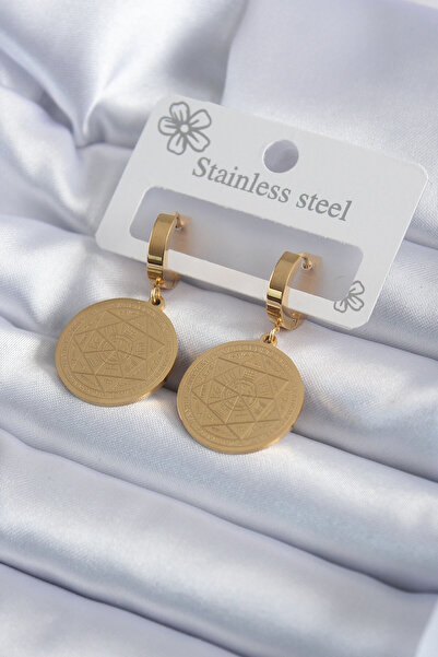 Skygo 316L Steel Gold Color Pentagram Star Processing Model Women's Earrings - Tj-Bkp7992