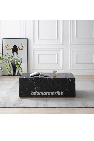 adomarmarblehandmadeandluxury Siyah Mermer Küp Orta Sehpa