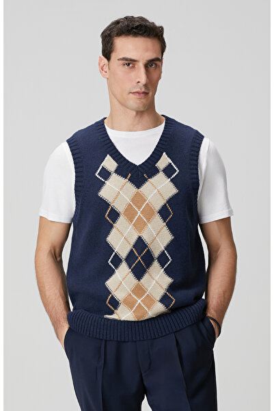 Network Lacivert Yün Karışımlı Süveter