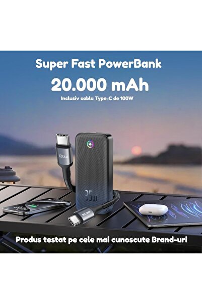 Rocoren Baterie externa Power Bank 20000 mAh, incarcare ultrarapida PD 35W, c...