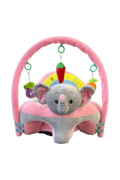 OEM Plush Baby Chair with Leg Cutout, Backrest and Arch — Pink Elephant, 53 cm