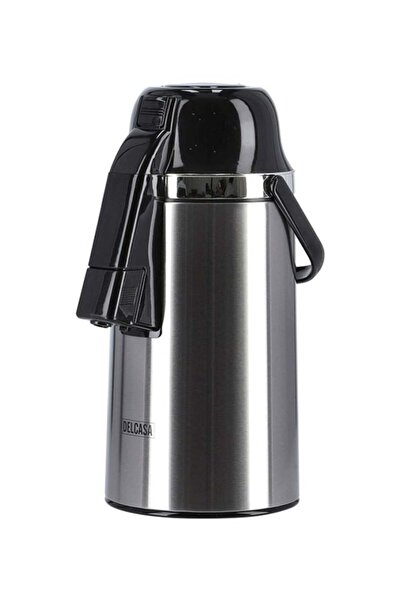 DELCASA قارورة إيربوت الزجاجية المفرغة من الهواء، فضية/سوداء، 20.6×20.4×34.9 سم