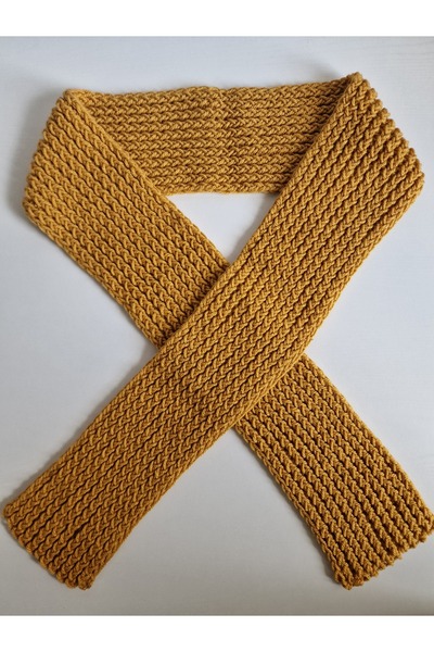 Hobi Kafe وشاح للبالغين محبوك يدويًا بلون الخردل