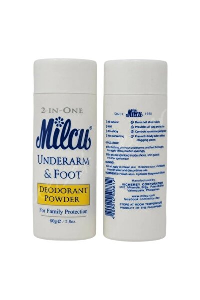 Milcu 2 in 1 Underarm & Foot Deodorant Powder 80 g Made in Philippine