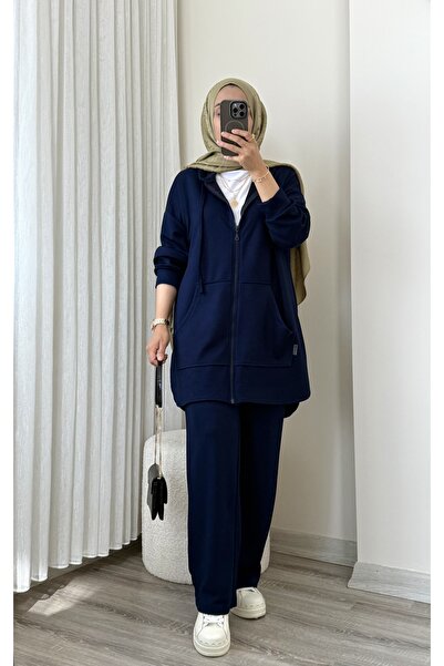 MERİÇ BOUTİQUE طقم رياضي مكون من قطعتين مع قلنسوة بسحاب (تفاصيل خياطة مميزة)