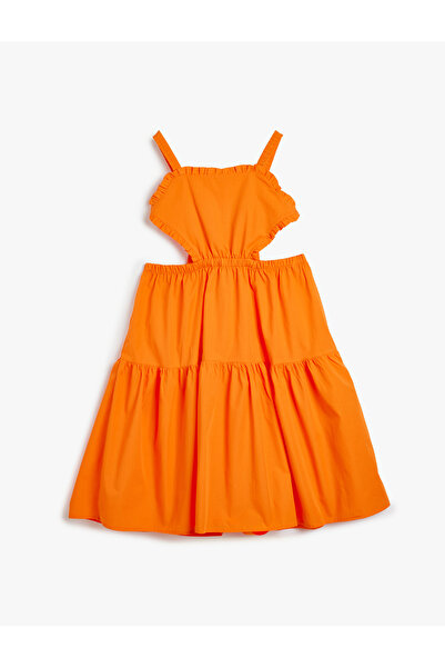 Koton Girl's Orange Cotton Dress