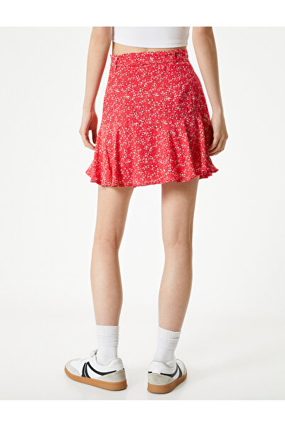 Koton Women's Red Floral Mini Skirt