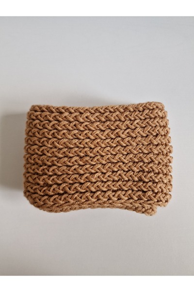 Hobi Kafe Hand Knitted Light Brown Adult Scarf