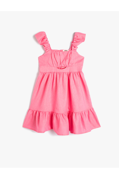 Koton Girl's Pink Cut-Out Sleeveless Dress