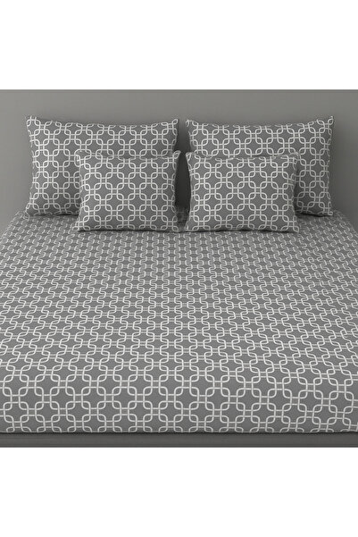 rabiatekstil طقم ملاءات مطاطية كبيرة الحجم من الجيل الجديد بنمط سلسلة رمادية