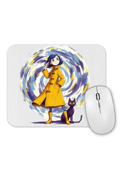 Toyaso Mouse Pad cu tematică Coraline Jones și pisica 23x19cm