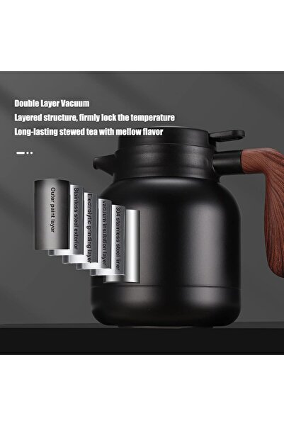 desselan Insulated Vacuum Jug with Tea Filter, Stainless Steel Thermal Coffee Carafe Flask (Black, 1.2L)