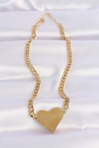 Skygo 316L Steel Chain Gold Color Flat Plate Heart Necklace - Tj-Bko8642