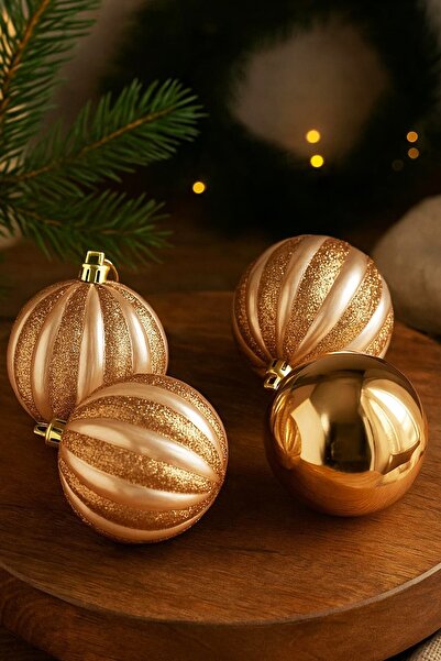 BeySüS Χριστουγεννιάτικο στολίδι για χριστουγεννιάτικο δέντρο 4 τεμαχίων ροζ χρυσό μπάλα 10 εκ.