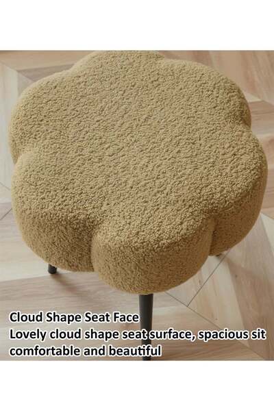 Taimi Boucle Fabric Chair Elegant Cloud Design with Metal Legs, 45H x 45W cm - Brown