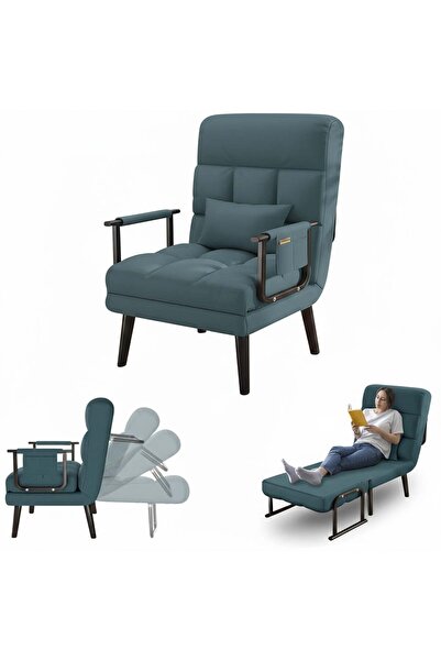 Taimi Folding Recliner Chair, 2-in-1 Chair and Bed with Adjustable Backrest, Foldable Bed - Navy Blue