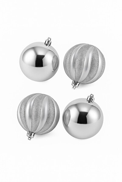 BeySüS Χριστουγεννιάτικο στολίδι για χριστουγεννιάτικο δέντρο 4 τεμάχια Ασημένια μπάλα 10 εκ.
