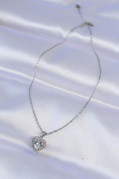 Skygo 316L Steel Chain Silver Color Zircon Stone Charm Heart Necklace - Tj-Bko8744
