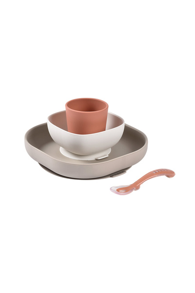 Beaba Set de nutriție din silicon din 4 piese Terracotta