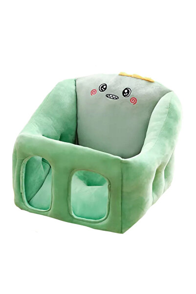 OEM Fotoliu multifuncțional din pluș cu spătar și suport pentru picioare, Dinozaur, Verde, 40 cm