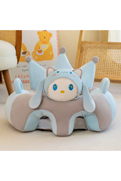 OEM Fotoliu pluș pentru bebeluși cu decupaj pentru picioare, desen animat drăguț, 50 cm, albastru