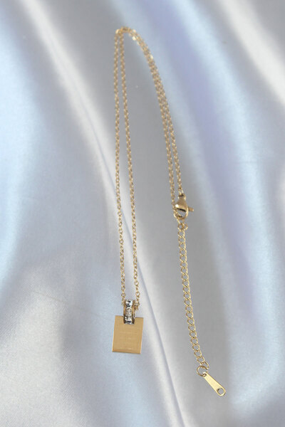 Skygo 316L Steel Chain Gold Color Zircon Stone Love Letter Necklace - Tj-Bko8907