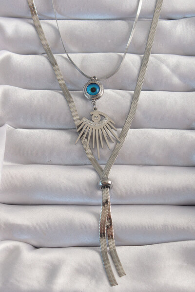 Skygo 316L الصلب الفضة اللون الزركون حجر العين التفاصيل عين الشر طويل مصعد نم...