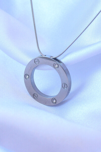 Skygo 316L Steel Silver Color Zircon Stone Model Necklace - Tj-Bko8884