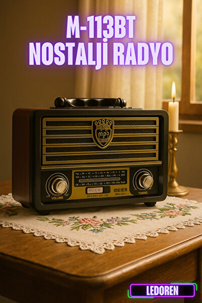 L'eDoren Meier M-113BT Nostaljik Radyo USB-SD-FM-Bluetooth Destekli