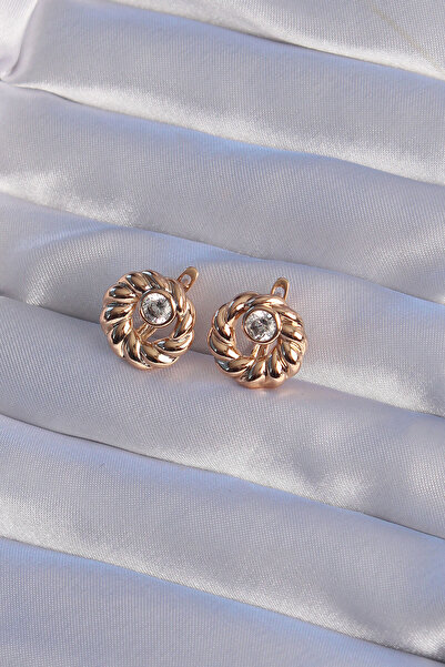 Skygo Xuping Rose Color Oval Zircon Stone Twist Model Earrings - Tj-Bkp9361