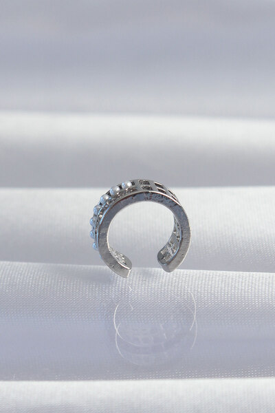 Skygo Brass Silver Color Pearl Baguette Jewelled Earcuff Earrings - Tj-Bkp9338