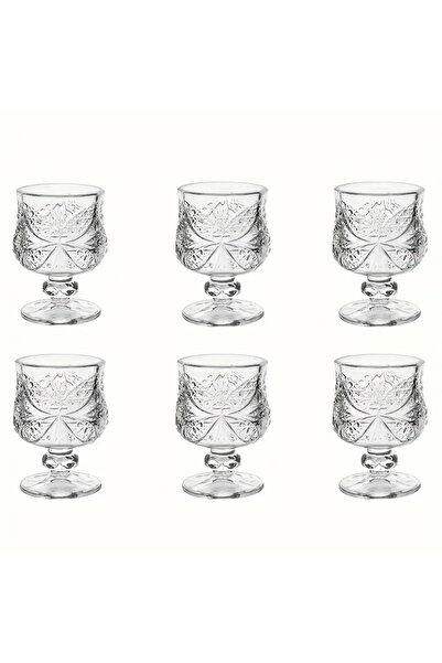 ABYZ Set de 6 pahare din sticlă cu picior decorativ, elegante, vintage, 45 ml, ideale pentru lichior și aperitive