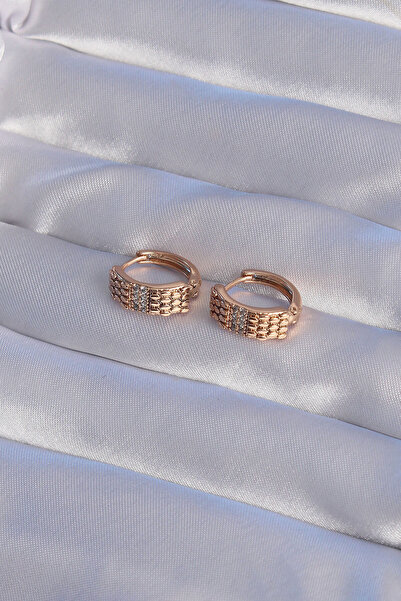 Skygo Xuping Rose Color Zircon Stone Embroidered Hoop Earrings - Tj-Bkp9362