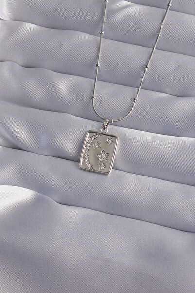 Skygo 316L Steel Chain Silver Color Zircon Cubic Zirconia Moon Star Figure Tarot Necklace - Tj-Bko9022