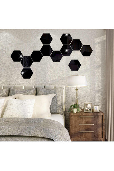 BLACK Set de oglinzi acrilice cu design hexagonal - Oglinzi decorative mărime...