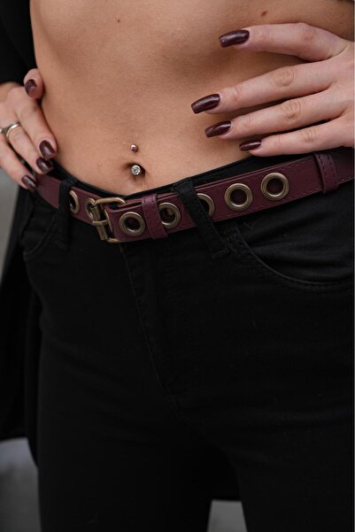 MODAM HİFA Ancient Capsule Women's Belt with Reel Buckle Pants Belt Dress Belt Studded Belt