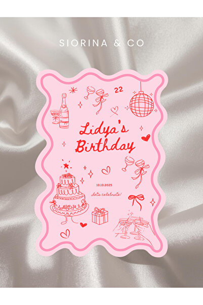 Siorina Co & Event Doğum Günü Kartı Birthday Bride Davetiye Kişiselleştirilebilir Adet