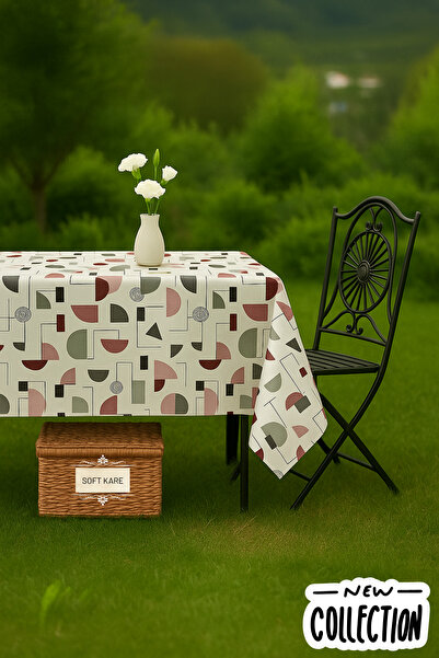 Soft Kare Pvc Fiber Tablecloth – Wipeable, Waterproof, Modern Pattern, for Kitchen and Dining Table