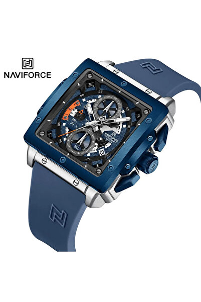 Naviforce Ceas bărbătesc albastru 8064 – Design militar, funcții multiple, afișaj luminos, 3ATM