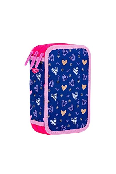 Daco Penar cu 3 fermoare - Inimi (roz-violet)